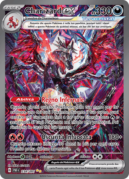 234-091 Charizard ex Teracristal Ultrarara Shiny Alternative Art PAF Destino di Paldea ITA NM
