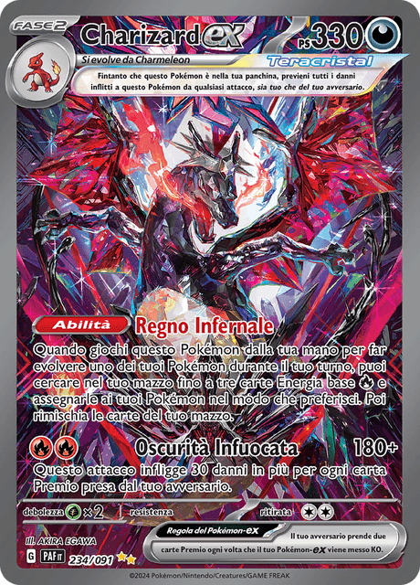 234-091 Charizard ex Teracristal Ultrarara Shiny Alternative Art PAF Destino di Paldea ITA EXCELLENT