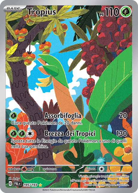 195-193 Tropius Illustrazione Rara PAL Evoluzioni A Paldea ITA NM