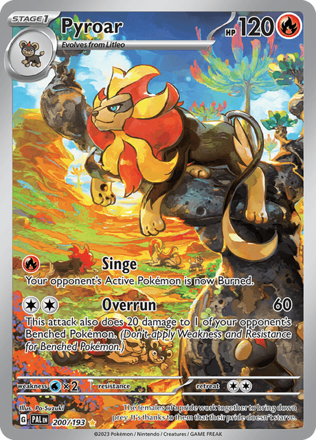200-193 Pyroar Illustrazione Rara PAL Evoluzioni A Paldea ENG NM