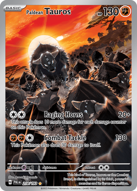 218-193 Tauros di Paldea Illustrazione Rara PAL Evoluzione a PaldeaITA NM
