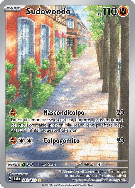 219-193 Sudowoodo Illustrazione Rara PAL Evoluzioni A Paldea ITA NM