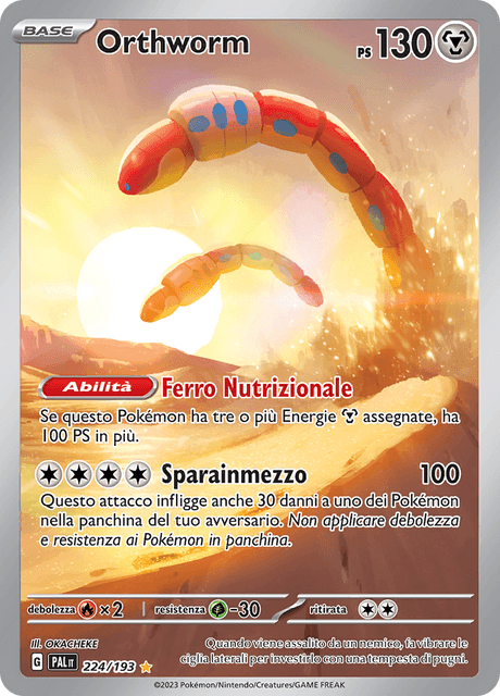 224-193 Orthworm Illustrazione Rara PAL Evoluzioni A Paldea ITA NM