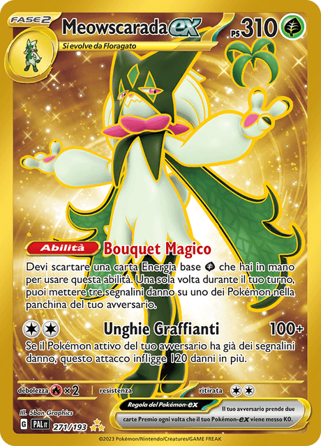 271-193 Meowscarada ex Gold Rara Segreta PAL Evoluzioni A Paldea ITA NM