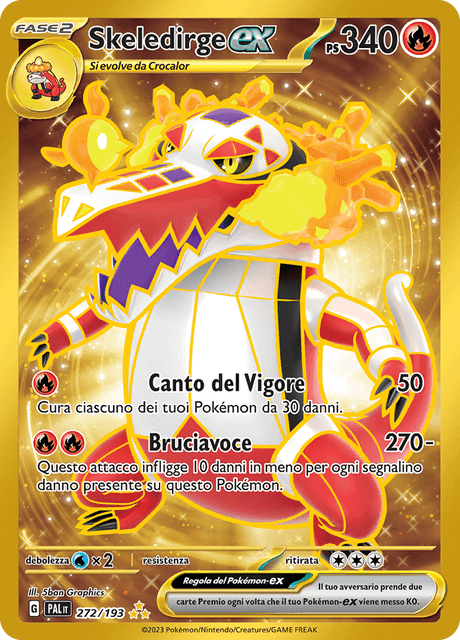 272-193 Skeledirge ex Gold Rara Segreta PAL Evoluzioni A Paldea ITA NM