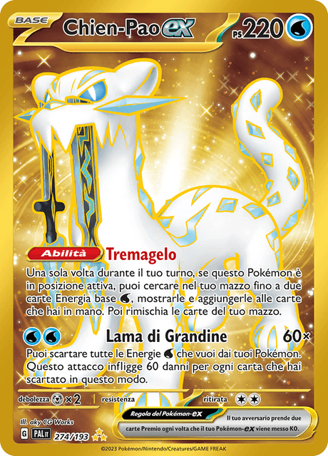 274-193 Chien-Pao ex Gold Rara Segreta PAL Evoluzioni A Paldea ITA NM