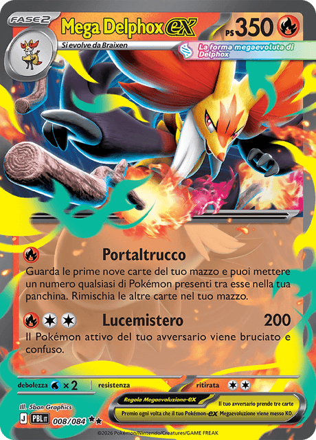 008-086 Mega Delphox-ex Art PBL Buio Pesto ITA NM
