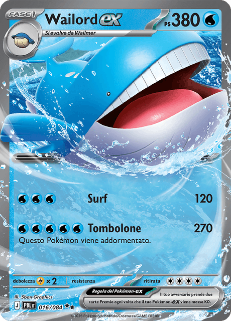 016-086 Wailord-ex Art PBL Buio Pesto ITA NM