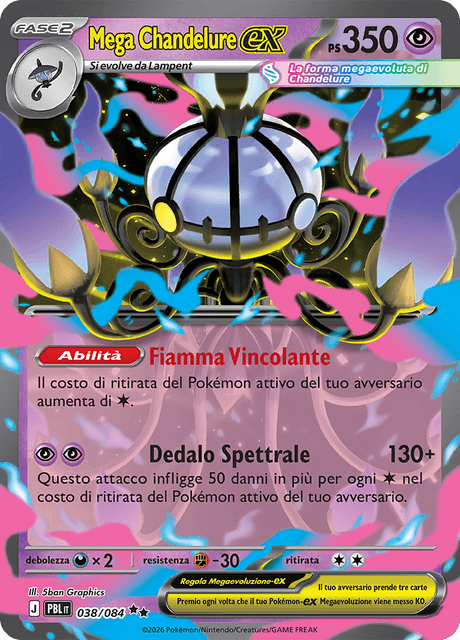 038-086 Mega Chandelure-ex Art PBL Buio Pesto ITA NM