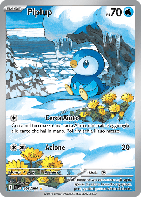 098-094 Piplup Illustrazione Rara PFL Fiamme Spettrali ITA NM