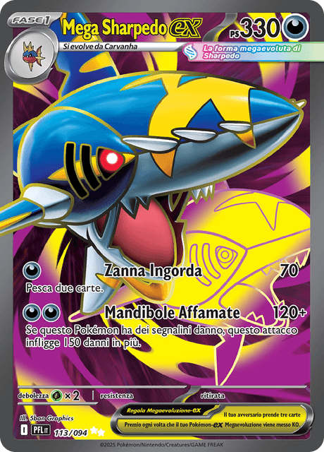 113-094 Mega Sharpedo ex Full Art PFL Fiamme Spettrali ITA NM