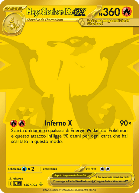 130-094 Mega Charizard X ex Mega Gold Rara Segreta PFL Fiamme Spettrali ITA NM