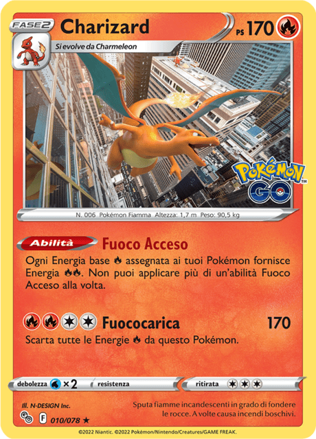 010-078 Charizard PGO Pokemon Go ITA NM