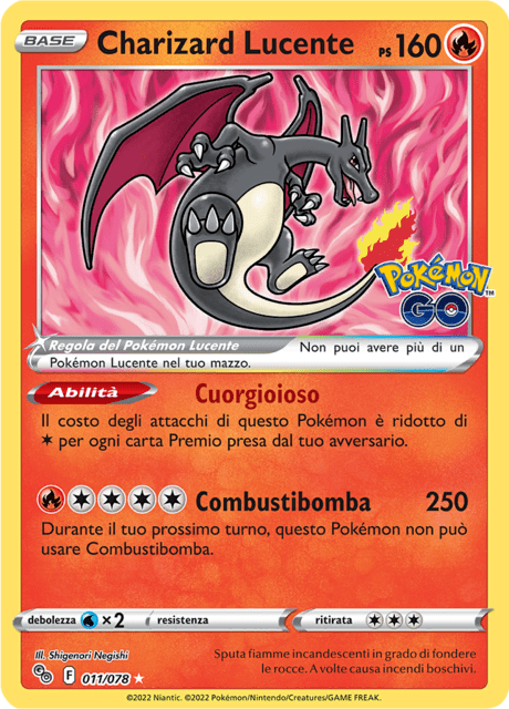 011-078 Charizard Lucente PGO Pokemon Go ITA NM
