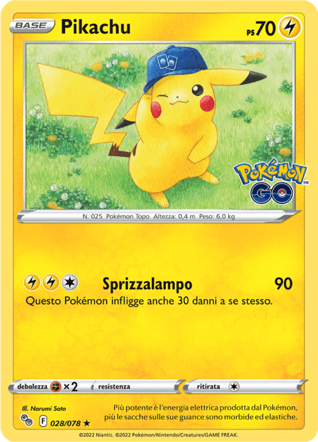 028-078 Pikachu Holo PGO Pokemon Go ITA NM