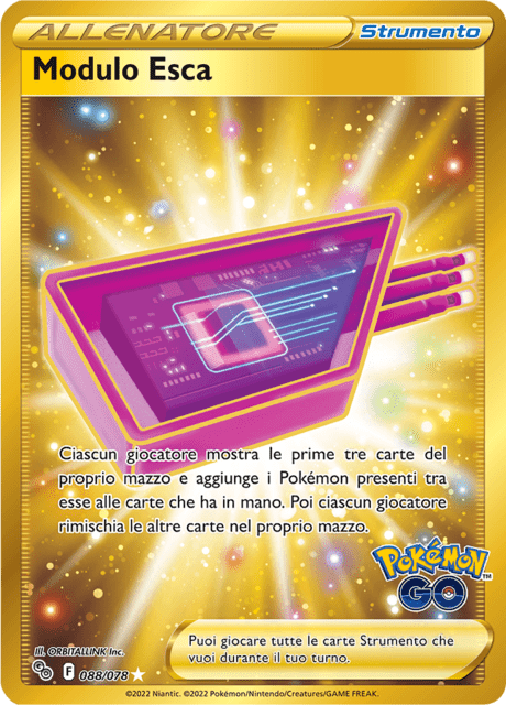 088-078 Modulo Esca Gold Rara Segreta PGO Pokemon Go ITA NM