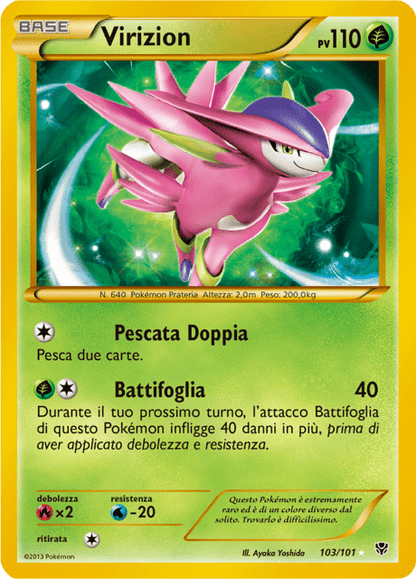 103-101 Virizion Shiny Gold Rara Segreta ESPLOSIONE PLASMA ITA NM