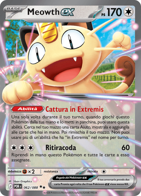 062-088 Meowth ex POR Equilibrio Perfetto ITA NM