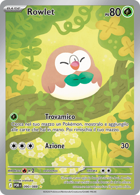 090-088 Rowlet Illustrazione Rara POR Equilibrio Perfetto ITA NM