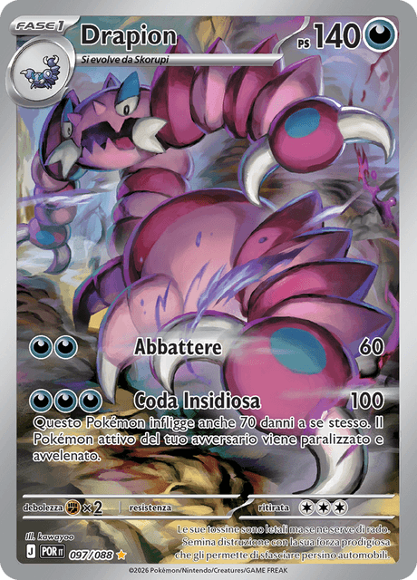097-088 Drapion Illustrazione Rara POR Equilibrio Perfetto ITA NM