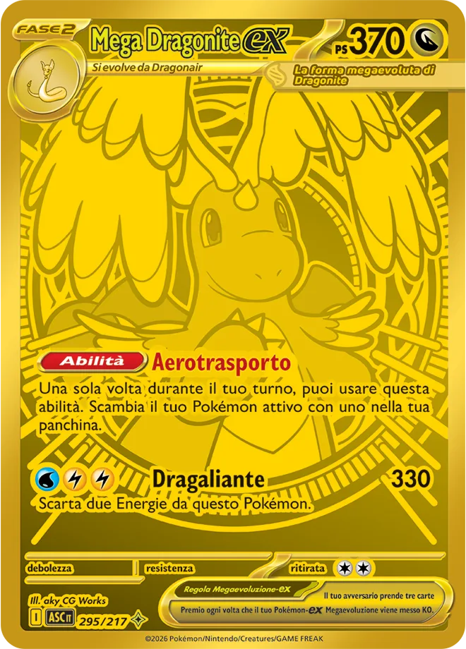295-217 Mega Dragonite ex Mega Gold Rara Segreta ASC Ascesa Eroica ITA NM