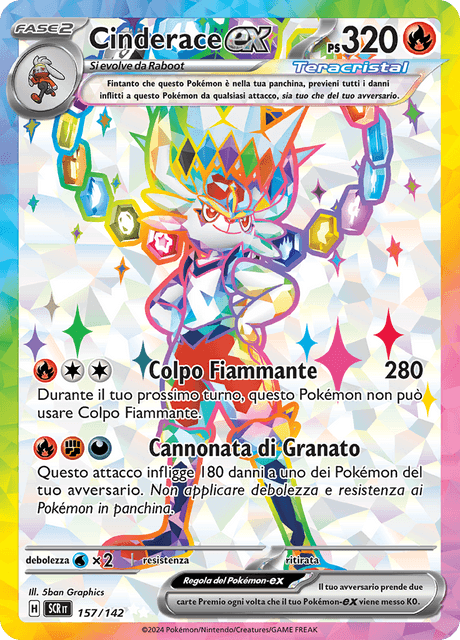 157-142 Cinderace ex Teracristal Full Art  SCR Corona astrale ITA NM