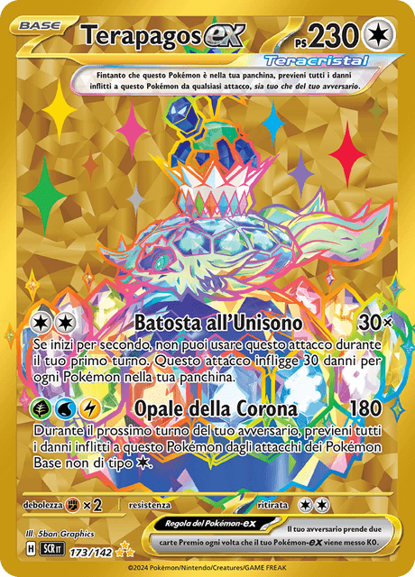 173-142 Terapagos ex Gold Teracristal Rara SCR Corona astrale ITA NM