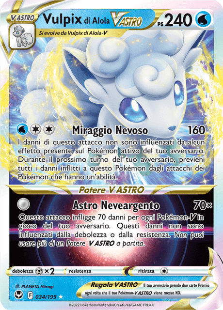 034-195 Vulpix Di Alola V Astro SIT Tempesta Argentata ITA NM