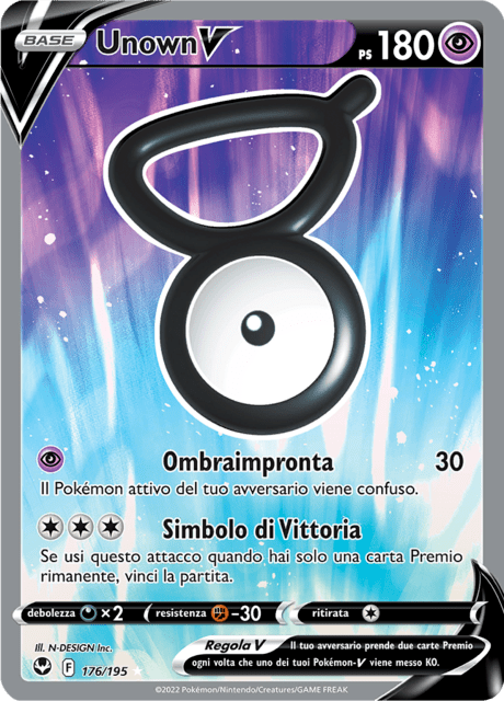 176-195 Unown V Full Art  SIT Tempesta Argentata ITA NM