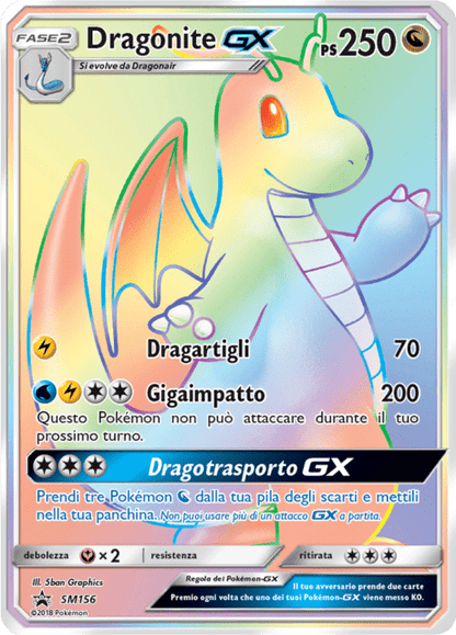 Promo SM156 Dragonite GX Rara Segreta SMP Promo Sole e Luna ITA NM