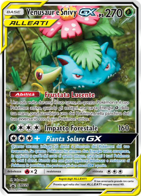 Promo SM229 Venusaur e Snivy GX Alleati Alternative Art SMP Sole e Luna Promo ITA NM