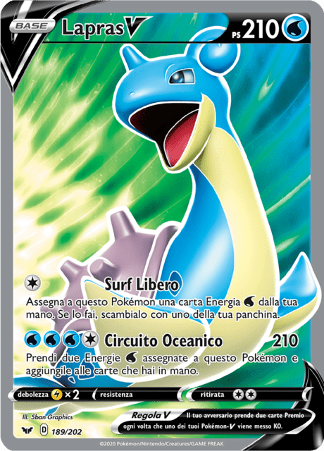 189-202 Lapras V Full Art SSH Spada e Scudo  ITA NM