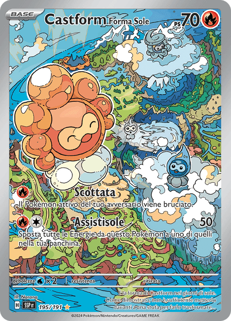195-191 Castform Forma Sole Illustrazione Rara SSP Scintille Folgoranti ITA NM