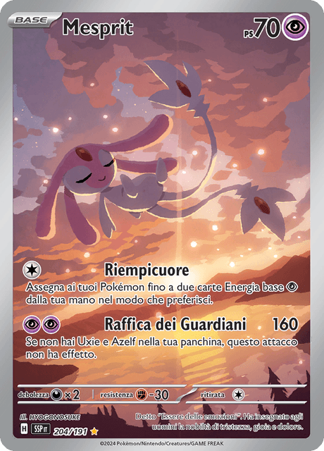 204-191 Mesprit Illustrazione Rara SSP Scintille Folgoranti ITA NM
