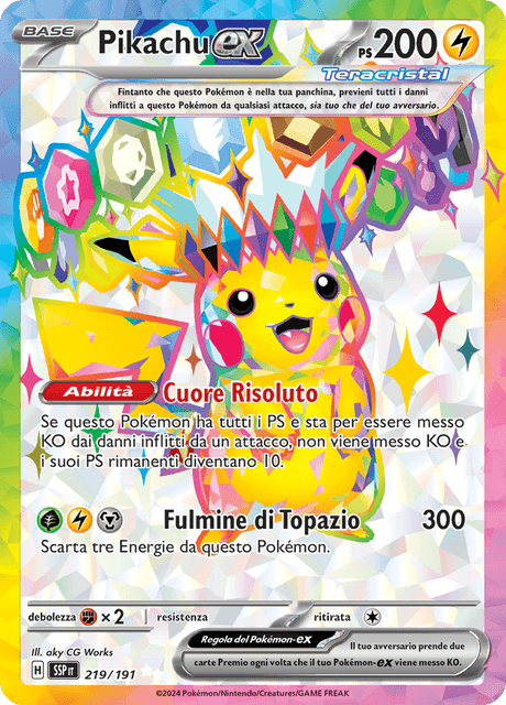 219-191 Pikachu ex Teracristal Full Art SSP Scintille Folgoranti ITA NM