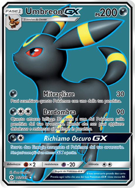 142-149 Umbreon GX Full Art SUM Sole e Luna ITA GOOD