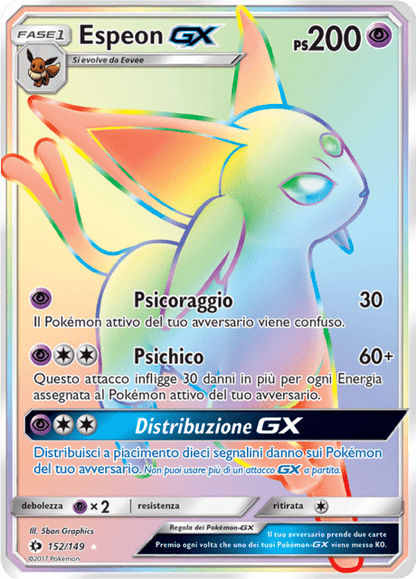 152-149 Espeon GX Rara Segreta SUM Sole  e Luna ITA NM