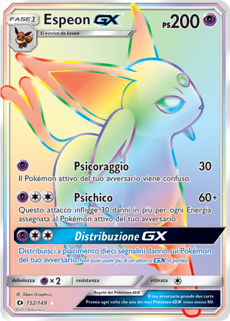 152-149 Espeon GX Rara Segreta SUM Sole  e Luna ITA NM