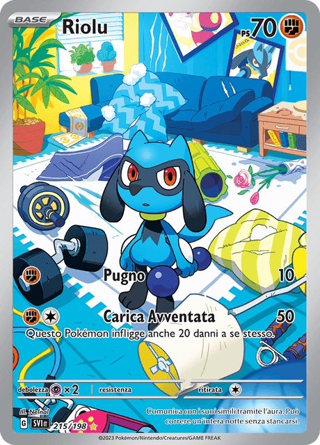 215-198 Riolu Illustrazione Rara SVI Scarlatto e Violetto ITA NM