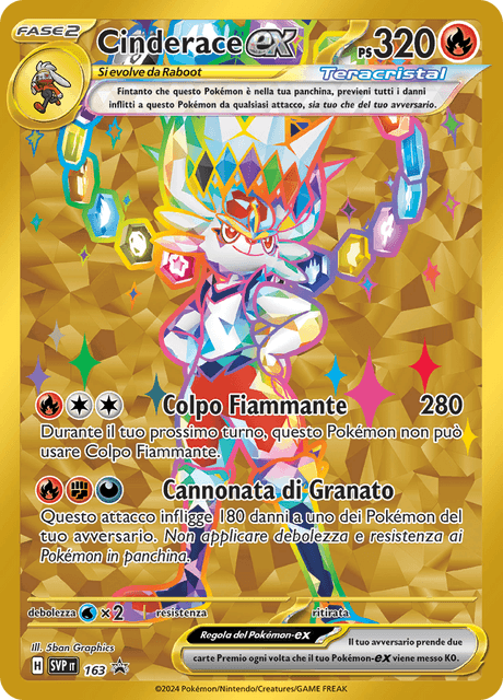 Promo SVP163 Cinderace ex Gold Teracristal Rara Segreta ITA NM