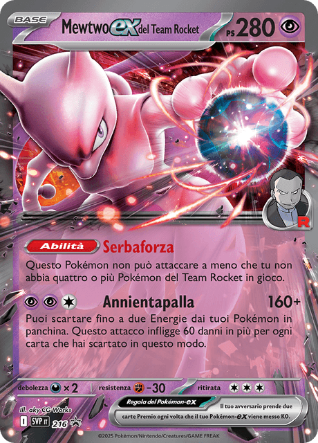 Promo SVP216 Mewtwo ex Del Team Rocket ITA NM