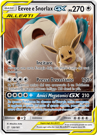 120-181 Eevee e Snorlax GX TEU Gioco di Squadra ITA POOR
