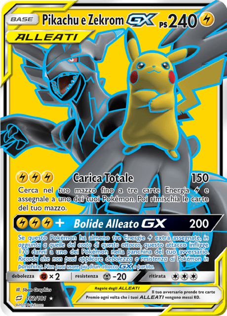 162-181 Pikachu e Zekrom GX Alleati Full Art TEU Gioco DI Squadra  ITA NM