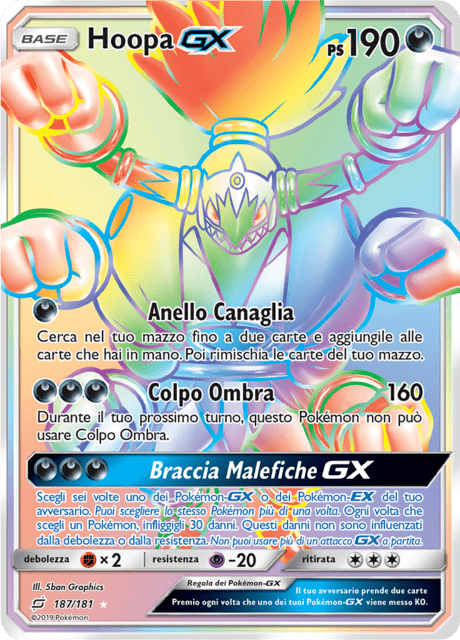 187-181 Hoopa GX Rara Segreta TEU Gioco Di Squadra ITA EXCELLENT