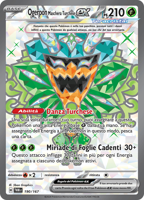 190-167 Ogerpon Maschera Turchese ex Teracristal Full Art TWM Crepuscolo Mascherato ITA NM