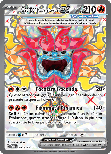 192-167 Ogerpon Maschera Focolare ex Teracristal Full Art TWM Crepuscolo Mascherato ITA NM