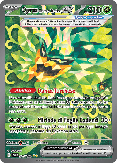 211-167 Ogerpon Maschera Turchese ex Teracristal Alternative Art TWM Crepuscolo Mascherato ITA NM
