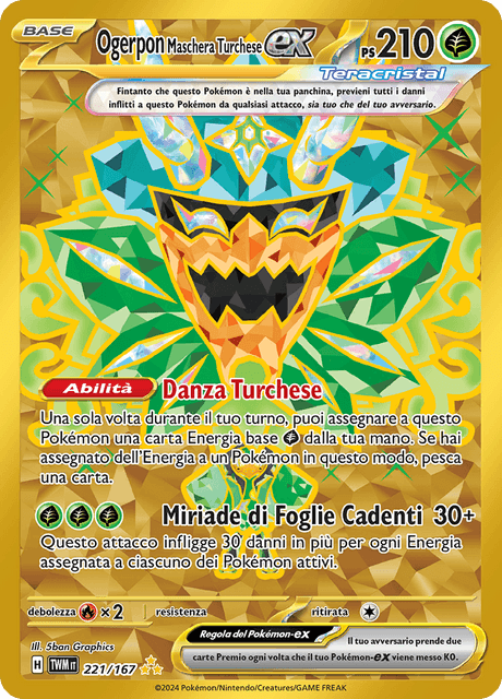 221-167 Ogerpon Maschera Turchese ex Teracristal Gold Rara Segreta TWM Crepuscolo Macherato  ITA NM