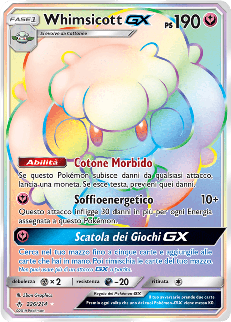 226-214 Whimsicott GX Rara Segreta UNB Legami Inossidabili ITA NM EXCELLENT
