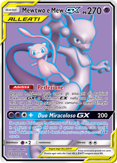 222-236 Mewtwo e Mew GX Alleati UNM Sintonia Mentale ITA POOR